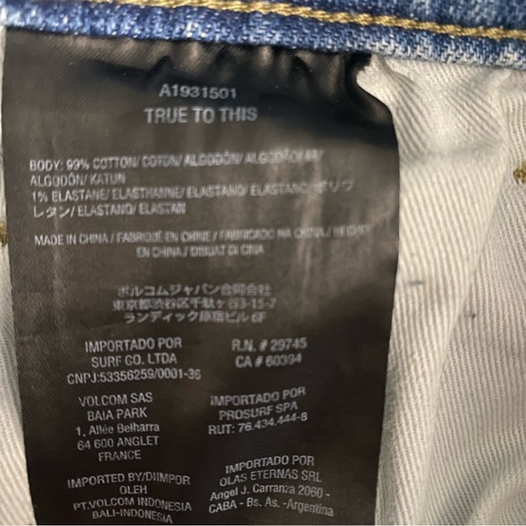 Volcom Vorta Slim Straight Jeans Mens 34x30 Medium Wash Skateboard 2000s - Picture 4 of 10